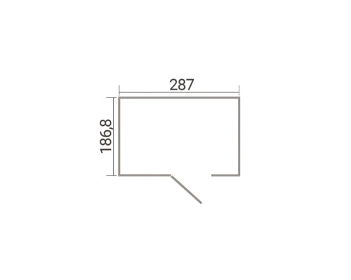 Dessin technique d un plan au sol avec les dimensions 287 par 186,8.