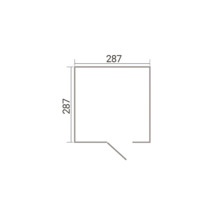Grundriss einer Gartenhütte mit den Maßen 287 mal 287