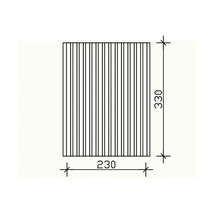 Dessin technique d'un panneau mesurant 230 sur 330