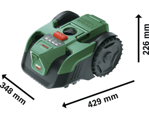 Robot tondeuse Bosch Indego XS 300 avec dimensions