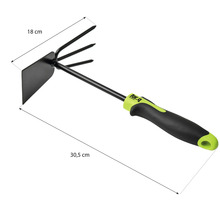 Houe de jardin avec trois dents et une largeur de 18 cm et une longueur de 30,5 cm