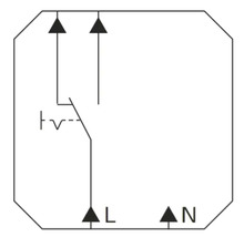 Schéma de raccordement électrique pour un interrupteur avec marquages pour phase L et conducteur neutre N