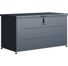 Coffre de jardin Weka en métal anthracite, coffre de rangement rectangulaire verrouillable.