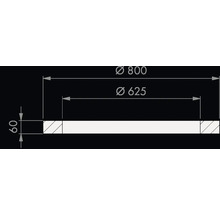 Maßzeichnung einer runden Abdeckung mit einem Außendurchmesser von 800 Millimetern, einem Innendurchmesser von 625 Millimetern und einer Höhe von 60 Millimetern.