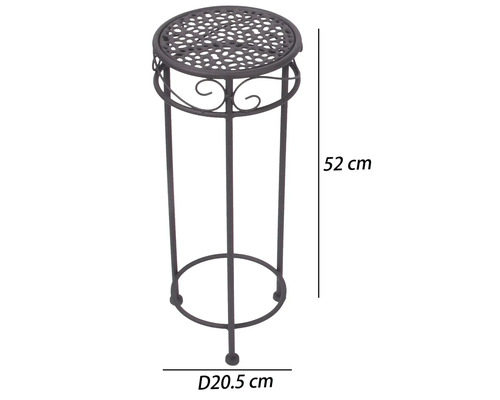 Runder Blumenhocker aus Metall mit Ornamenten, Höhe 52 Zentimeter, Durchmesser 20,5 Zentimeter