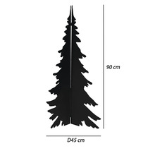 Sapin de Noël noir en métal, hauteur 90 centimètres, diamètre 45 centimètres.