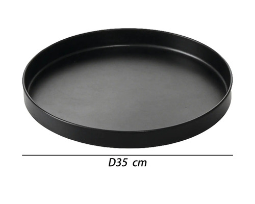 Plateau rond noir d'un diamètre de 35 centimètres.