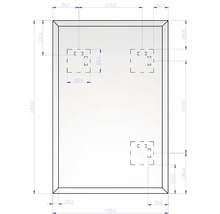 Dessin technique d'un produit rectangulaire avec des dimensions de 650 par 450 millimètres.