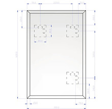 Dessin technique d'un panneau rectangulaire avec des dimensions de 600 par 400 millimètres et l'emplacement des points de montage.