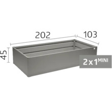 Carré potager en métal avec les dimensions 202 par 103 par 45 centimètres, modèle 2 par 1 MINI.