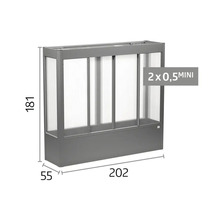 Gewächshaus-Aufsatz mit Metallrahmen und Doppelstegplatten, Höhe 181, Breite 202, Tiefe 55, bestehend aus zwei Modulen 0,5 Mini.