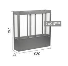 Hochbeet mit Gewächshausaufsatz aus Metall und transparenten Platten, Breite 202 Zentimeter, Tiefe 55 Zentimeter, Höhe 197 Zentimeter.