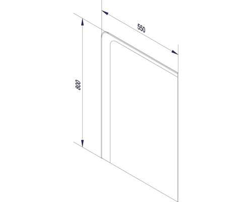 Dessin technique d un panneau rectangulaire d une hauteur de 800 millimètres et d une largeur de 550 millimètres.