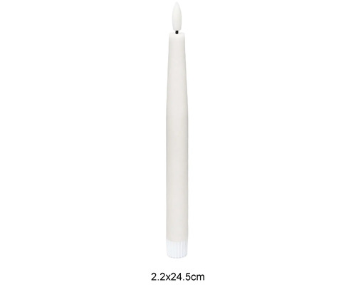 LED-Stabkerze mit Flammen-Nachbildung, Maße 2,2 mal 24,5 Zentimeter.