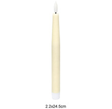 LED-Stabkerze aus Echtwachs, 2.2 mal 24.5 Zentimeter, mit flackernder Flamme.