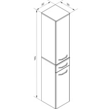 Dessin technique d'une colonne de salle de bains : hauteur 1652 millimètres, largeur 320 millimètres, profondeur 302 millimètres.