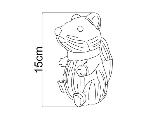 Figurine décorative hamster d'une hauteur de 15 centimètres.