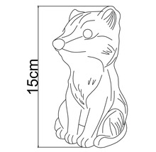 Croquis d'une figurine de jardin renard assis d'une hauteur de 15 centimètres.
