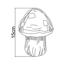 Croquis d'un champignon décoratif de jardin d'une hauteur totale de 15 centimètres.