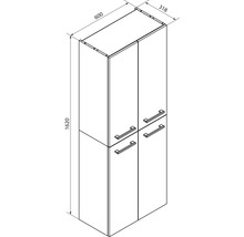 Dessin technique d'une armoire haute mesurant 1620 millimètres de hauteur, 600 millimètres de largeur et 318 millimètres de profondeur.