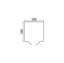 Dessin technique avec dimensions pour un composant carré de 250 sur 250 millimètres