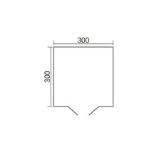 Croquis d un plan au sol carré avec trois côtés fermés et une entrée avec des dimensions de 300 par 300 centimètres.