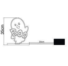 Décoration d'Halloween fantôme avec texte Boo, hauteur 35 centimètres, longueur de câble 30 centimètres.