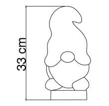 Dessin au trait d'un nain de jardin avec une indication de hauteur de 33 centimètres.