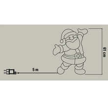 Illustration d'un Père Noël LED avec une hauteur de 61 centimètres et un câble de 5 mètres.