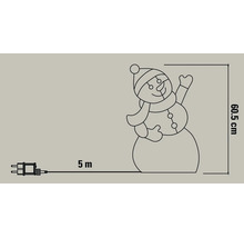 Schéma d'une figurine de Noël en forme de bonhomme de neige d'une hauteur de 60,5 centimètres et d'un câble de 5 mètres.