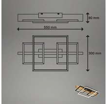 Dessin technique d'un plafonnier LED avec une largeur de 550 millimètres, une profondeur de 300 millimètres et une hauteur de 80 millimètres.
