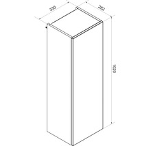 Dessin technique d'une colonne de salle de bains avec les dimensions largeur 330 millimètres, profondeur 282 millimètres et hauteur 1020 millimètres.