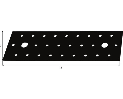 Schéma technique d'une plaque perforée avec indications de longueur a et de largeur b.