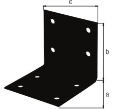 Équerre d'assemblage métallique avec dimensions a, b et c.