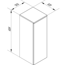 Dessin technique d un meuble de salle de bain dimensions 826 millimètres hauteur, 320 millimètres largeur et 302 millimètres profondeur.