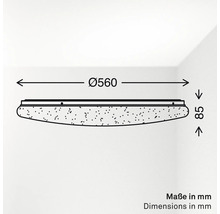 Maßzeichnung einer runden Deckenleuchte mit Sterneneffekt, Durchmesser 560 Millimeter, Höhe 85 Millimeter.