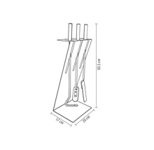Croquis d'un serviteur de cheminée avec accessoires. Dimensions : 60,5 centimètres de haut, 17 centimètres de large et 20 centimètres de profondeur.