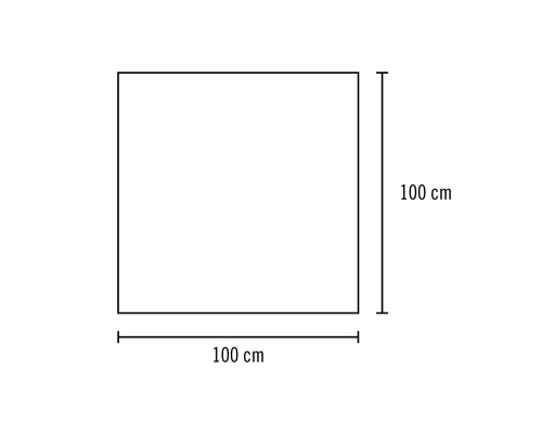 Carré avec des dimensions de 100 centimètres sur 100 centimètres.