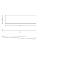 Dessin technique d'un panneau rectangulaire avec des dimensions de 2200 millimètres de longueur, 600 millimètres de largeur et 28 millimètres d'épaisseur.