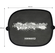 Pare-soleil pour voiture avec Hornbach Logo et inscription Yippie jaja yippie yippie yeah, dimensions 460 par 380 millimètres.