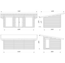 Abri de jardin Palmako Heidi 19,7 m² avec plancher 748 x 450 cm naturel