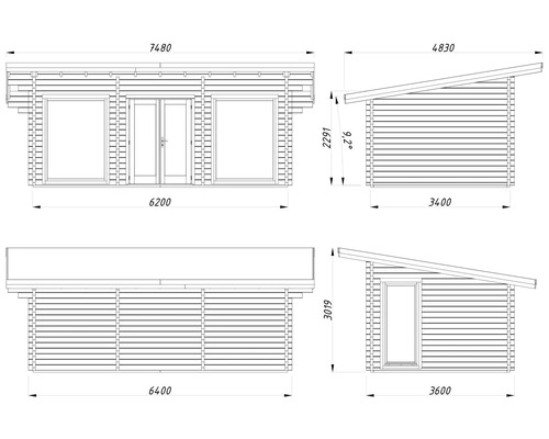 Abri de jardin Palmako Heidi 19,7 m² avec plancher 748 x 450 cm naturel