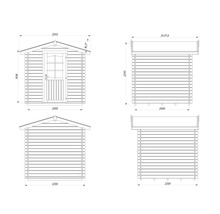 Abri de jardin Palmako Vivian 3,8 m² avec plancher 254 x 244 cm imprégné par immersion gris
