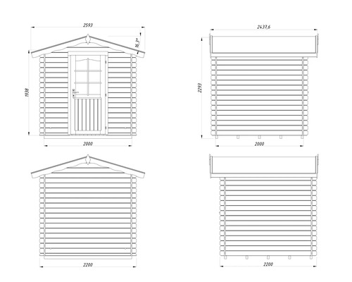 Abri de jardin Palmako Vivian 3,8 m² avec plancher 254 x 244 cm imprégné par immersion gris