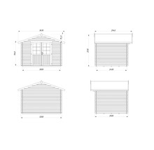 Abri de jardin Palmako Vivian 6,9 m² avec plancher 363 x 290 cm imprégné par immersion marron