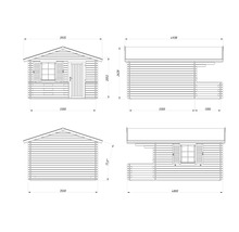 Abri de jardin Palmako Emma 10,4+4,2 m² avec plancher 394 x 490 cm naturel