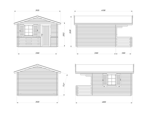 Abri de jardin Palmako Emma 10,4+4,2 m² avec plancher 394 x 490 cm naturel