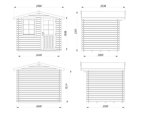 Abri de jardin Palmako Emma 4.6 m² avec plancher 290 x 250 cm gris