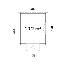 Abri de jardin Palmako Sally 10,2 m² y compris plancher et auvent 362 x 440 cm imprégné par immersion