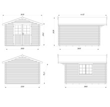 Abri de jardin Palmako Sally 10,2 m² y compris plancher et auvent 362 x 440 cm imprégné par immersion marron